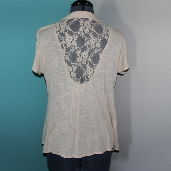 Cream Lace Back Cardigan Medium - Picture 2 of 4